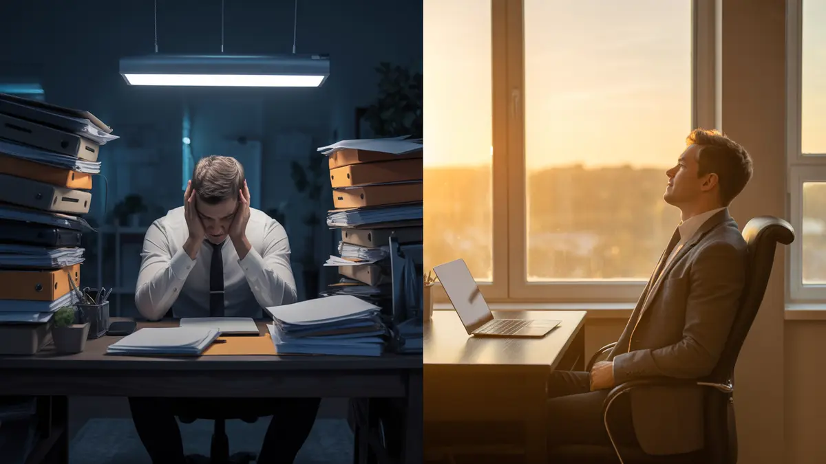 Before and after transformation — from burnout to freedom